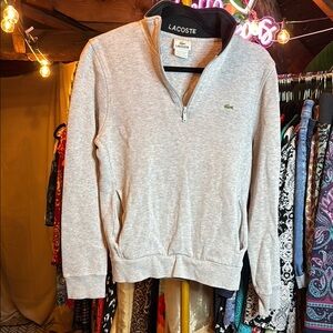 Lacoste Gray V-Neck Sweater Classic Style